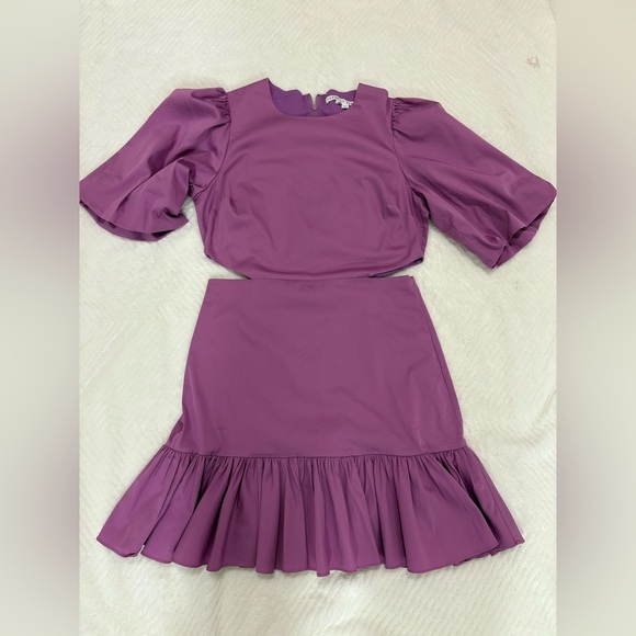 Veronica Beard Iker Cutout Ruffled Cotton-Blend Poplin Mini Dress Size 6 - Picture 7 of 13